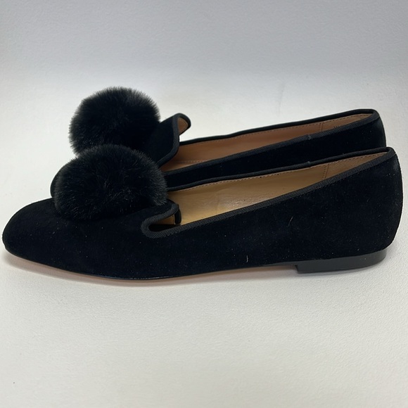 Talbots Black Stella Pom Velvet Flats | US 6 - Picture 3 of 4